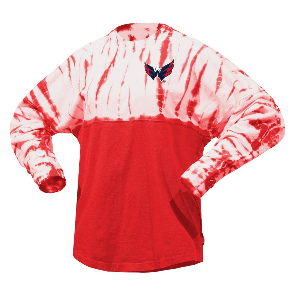 Washington Capitals Spirit Jersey Unisex Crystal Half Dye Long Sleeve T-Shirt - Red T-shirts