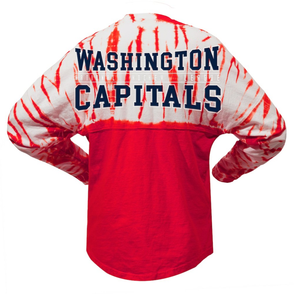 Washington Capitals Spirit Jersey Unisex Crystal Half Dye Long Sleeve T-Shirt - Red T-shirts