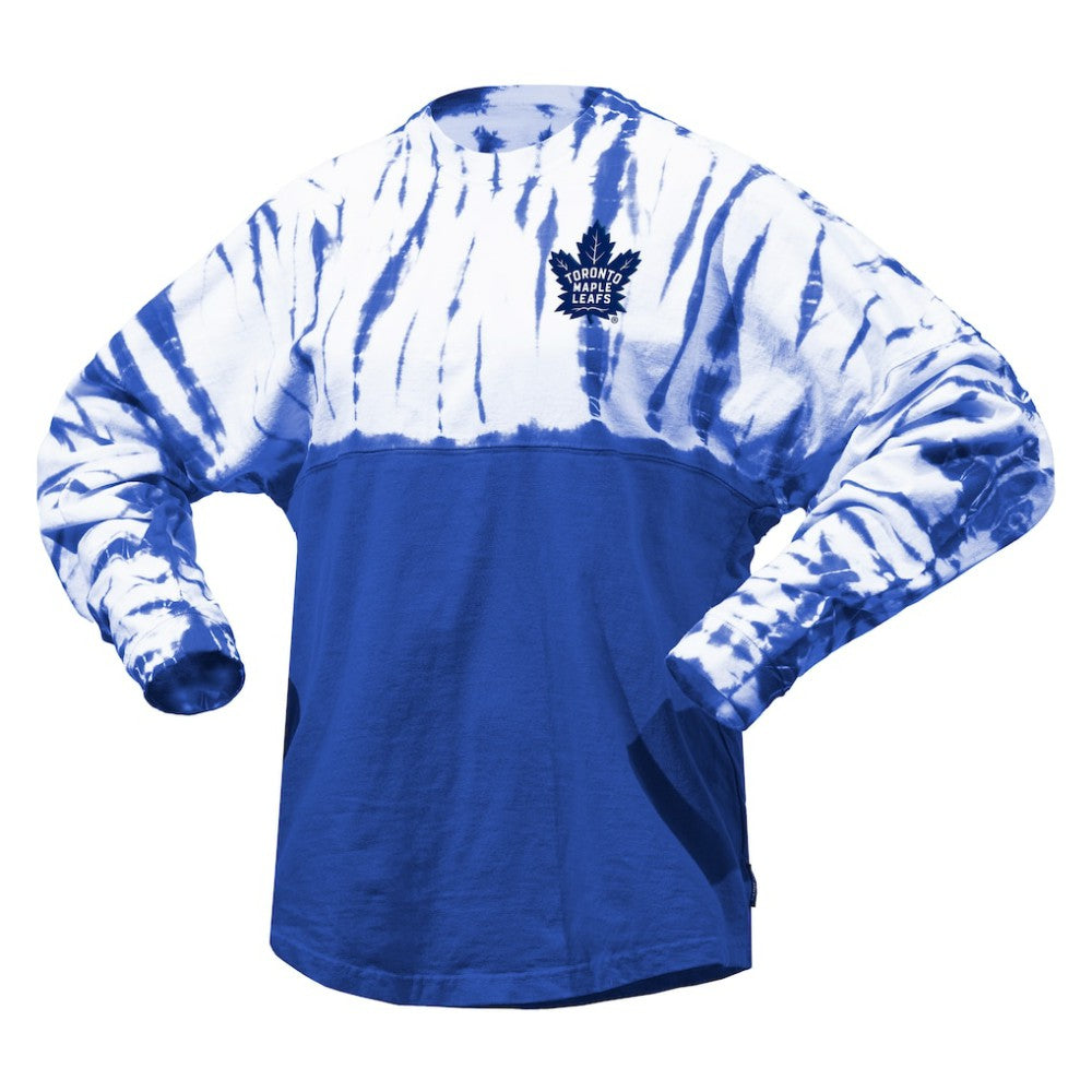 Toronto Maple Leafs Spirit Jersey Unisex Crystal Half Dye Long Sleeve T-Shirt - Blue T-shirts