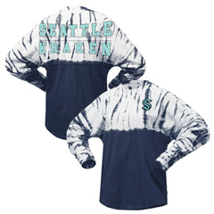 Seattle Kraken Spirit Jersey Unisex Crystal Half Dye Long Sleeve T-Shirt - Deep Sea Blue T-shirts