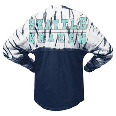Seattle Kraken Spirit Jersey Unisex Crystal Half Dye Long Sleeve T-Shirt - Deep Sea Blue T-shirts