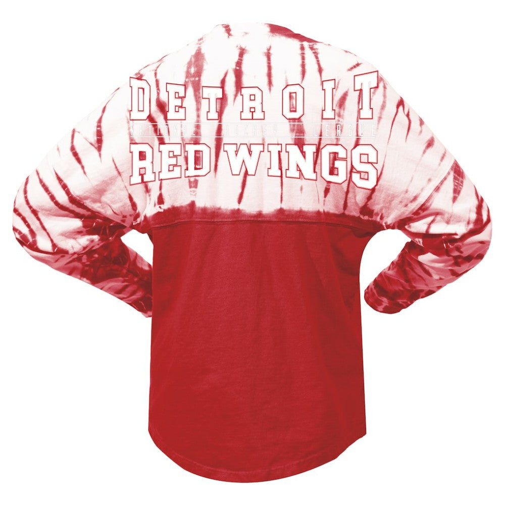 Detroit Red Wings Spirit Jersey Unisex Crystal Half Dye Long Sleeve T-Shirt - Red T-shirts
