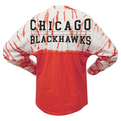 Chicago Blackhawks Spirit Jersey Unisex Crystal Half Dye Long Sleeve T-Shirt - Red T-shirts