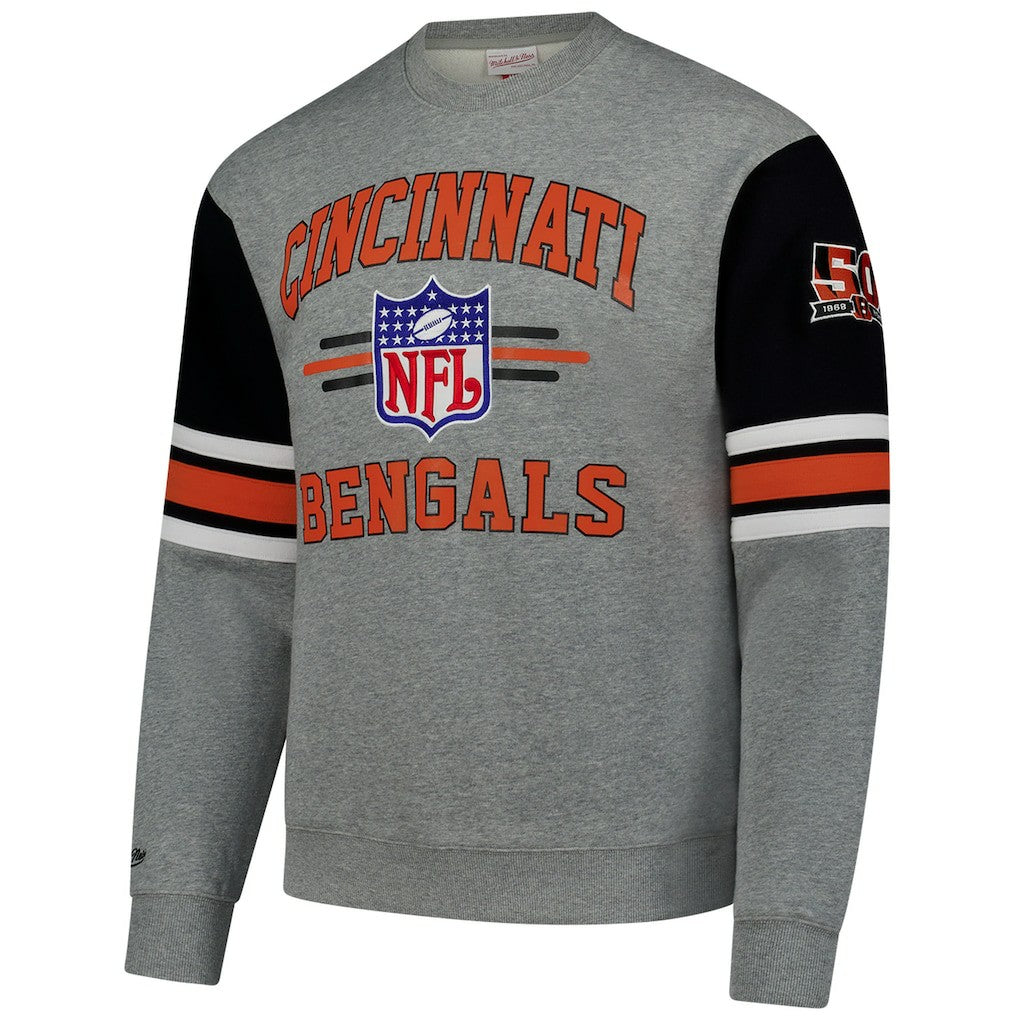 Cincinnati Bengals All Over 4.0 Vintage Logo Pullover Sweatshirt - Heather Gray sale
