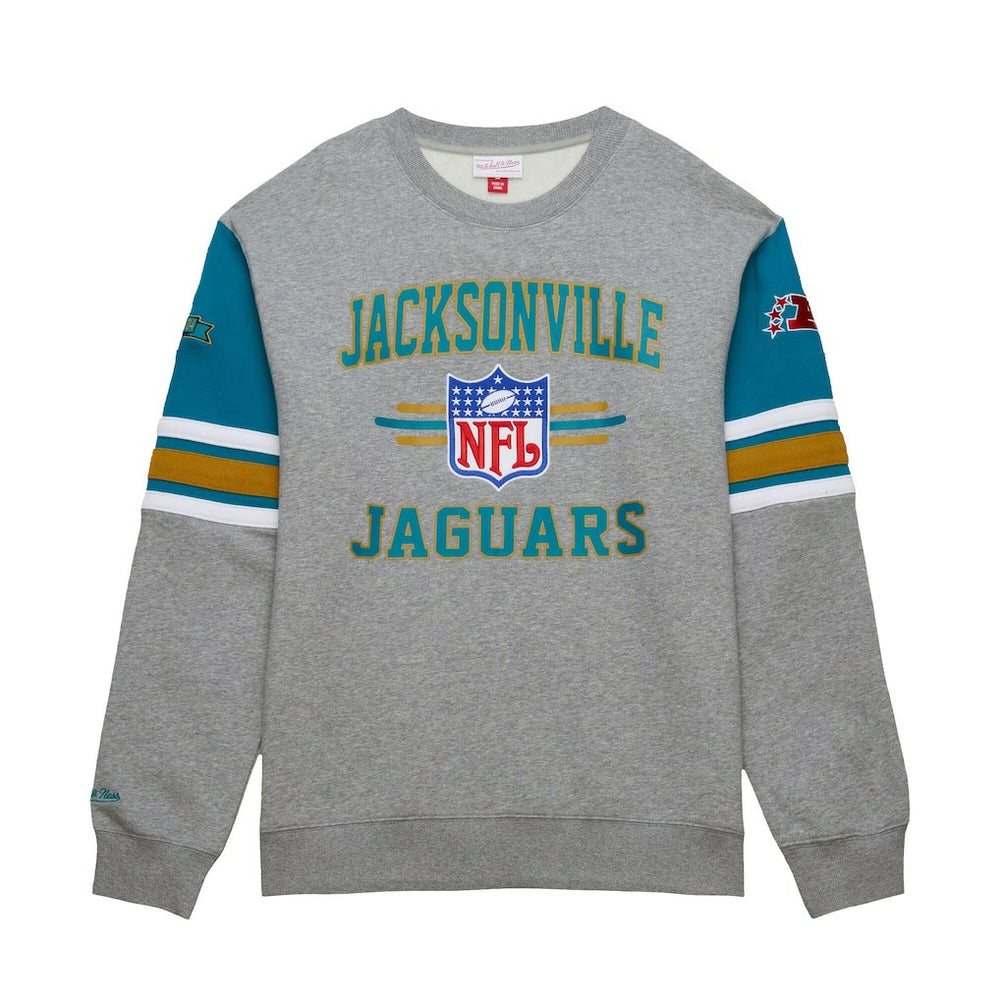 Jacksonville Jaguars All Over 4.0 Vintage Logo Pullover Sweatshirt - Heather Gray on sale