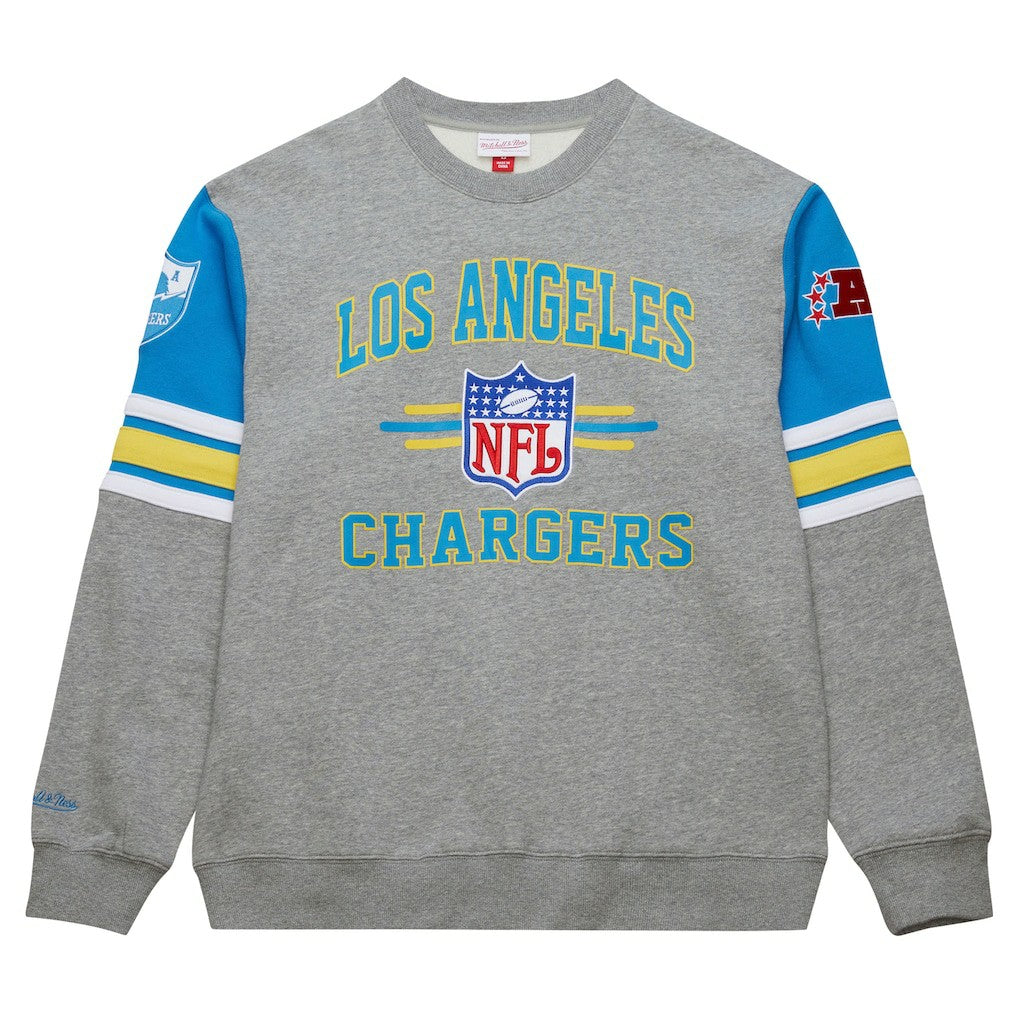 Los Angeles Chargers All Over 4.0 Vintage Logo Pullover Sweatshirt - Heather Gray on sale