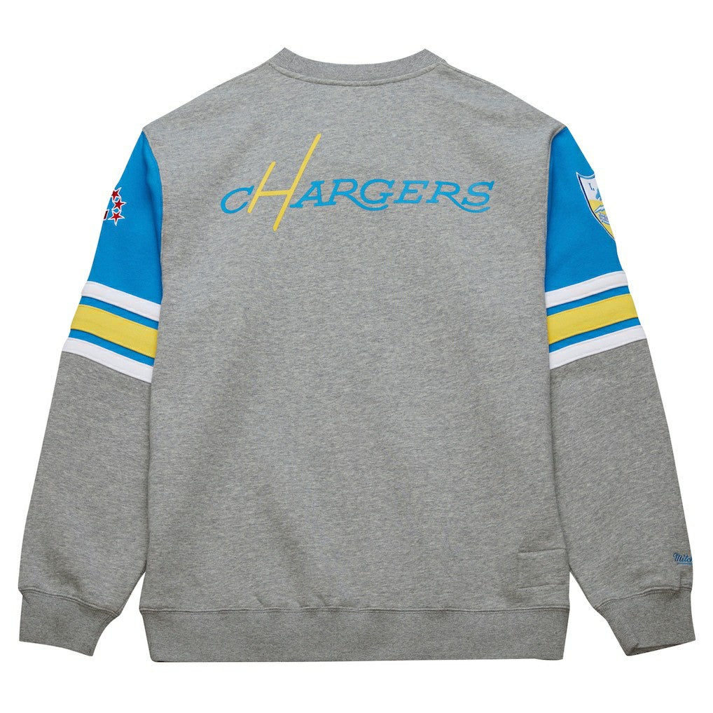 Los Angeles Chargers All Over 4.0 Vintage Logo Pullover Sweatshirt - Heather Gray on sale