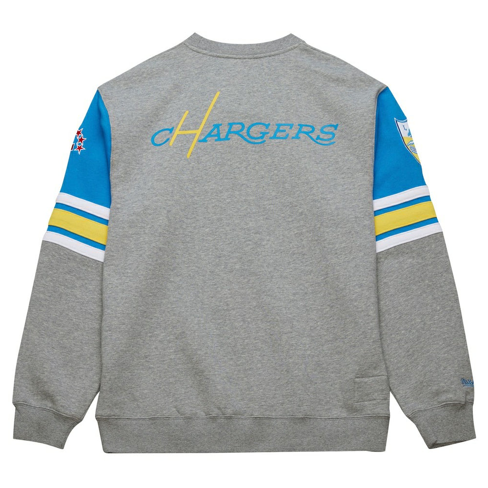 Los Angeles Chargers All Over 4.0 Vintage Logo Pullover Sweatshirt - Heather Gray on sale