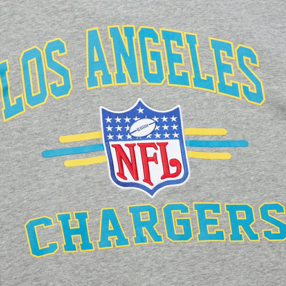 Los Angeles Chargers All Over 4.0 Vintage Logo Pullover Sweatshirt - Heather Gray on sale
