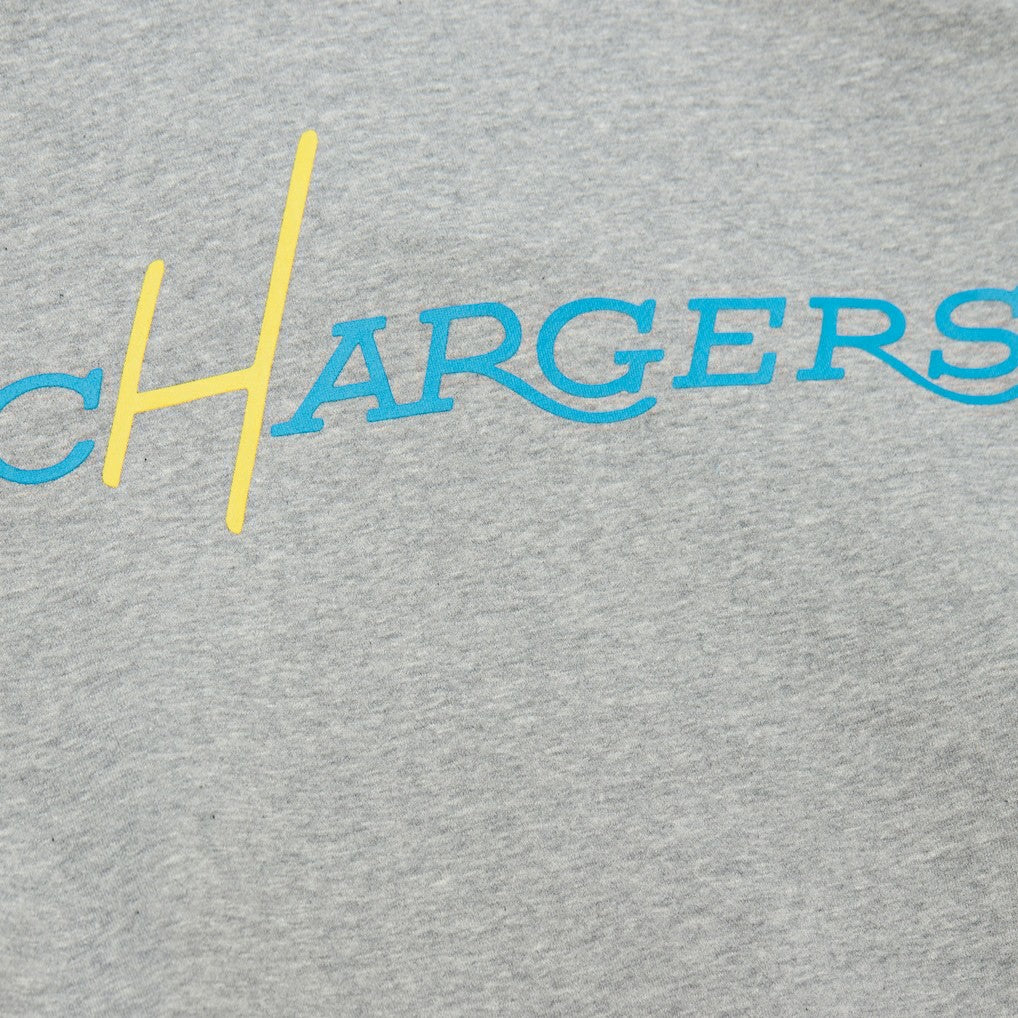 Los Angeles Chargers All Over 4.0 Vintage Logo Pullover Sweatshirt - Heather Gray on sale