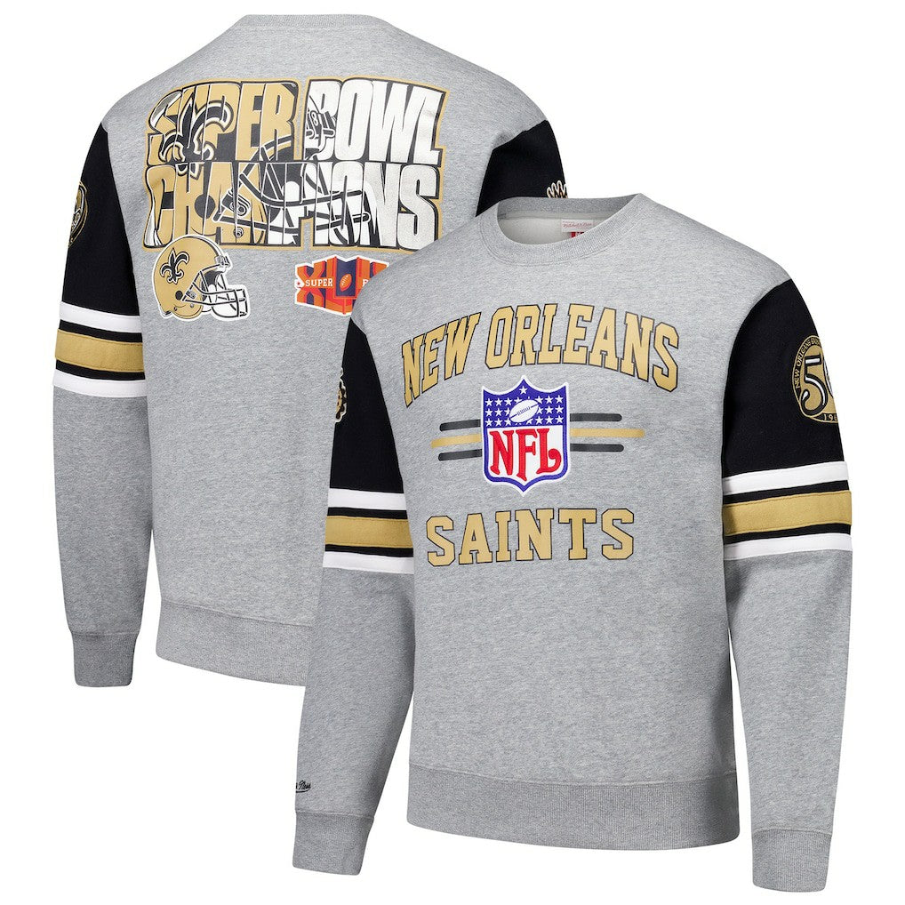 New Orleans Saints All Over 4.0 Vintage Logo Pullover Sweatshirt - Heather Gray outlet
