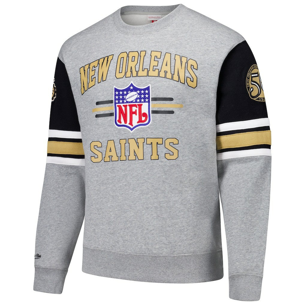New Orleans Saints All Over 4.0 Vintage Logo Pullover Sweatshirt - Heather Gray outlet