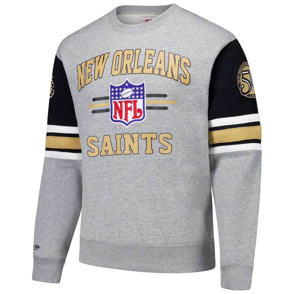 New Orleans Saints All Over 4.0 Vintage Logo Pullover Sweatshirt - Heather Gray outlet