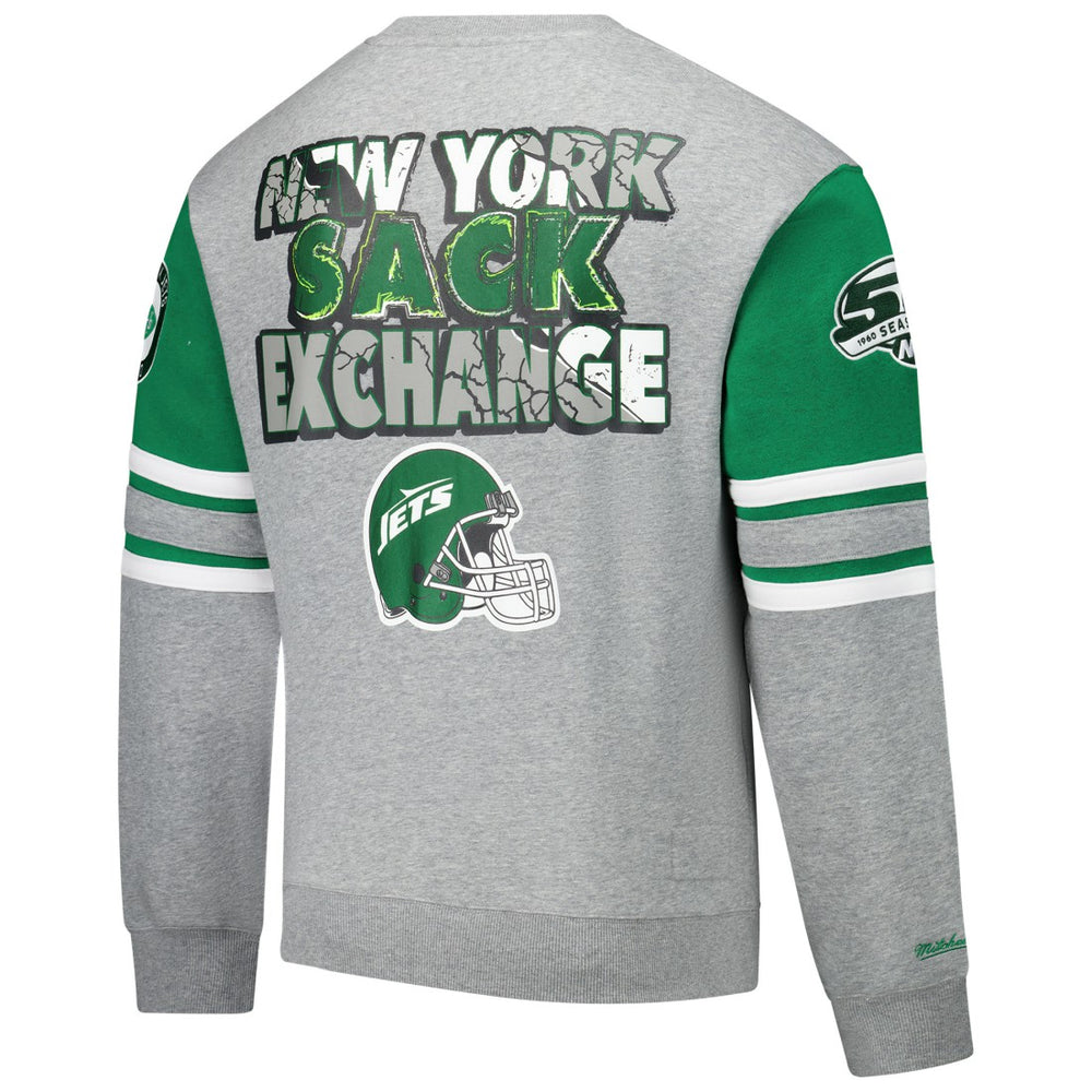 New York Jets All Over 4.0 Vintage Logo Pullover Sweatshirt - Heather Gray sale