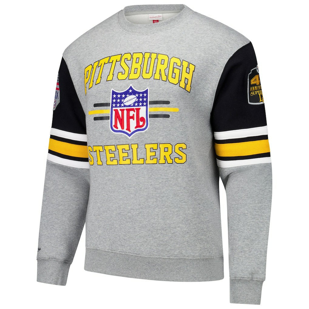 Pittsburgh Steelers All Over 4.0 Vintage Logo Pullover Sweatshirt - Heather Gray on sale