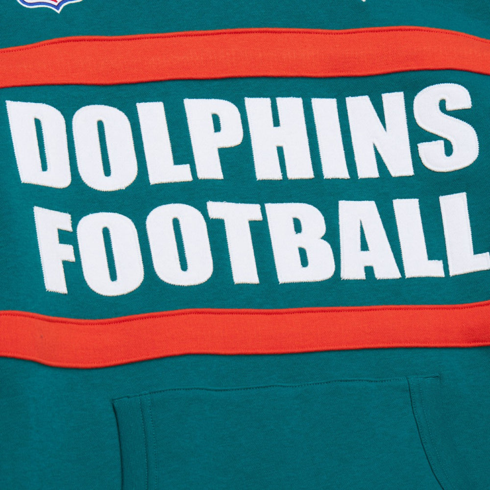 Miami Dolphins Vintage Logo Head Coach Fleece Pullover Hoodie - Aqua on sale