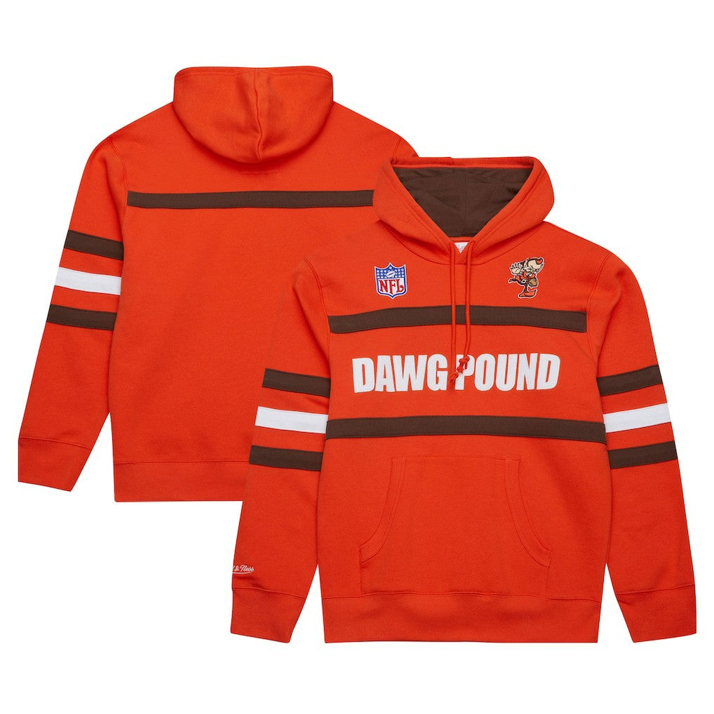 Cleveland Browns Vintage Logo Head Coach Fleece Pullover Hoodie - Orange on sale