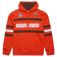 Cleveland Browns Vintage Logo Head Coach Fleece Pullover Hoodie - Orange on sale
