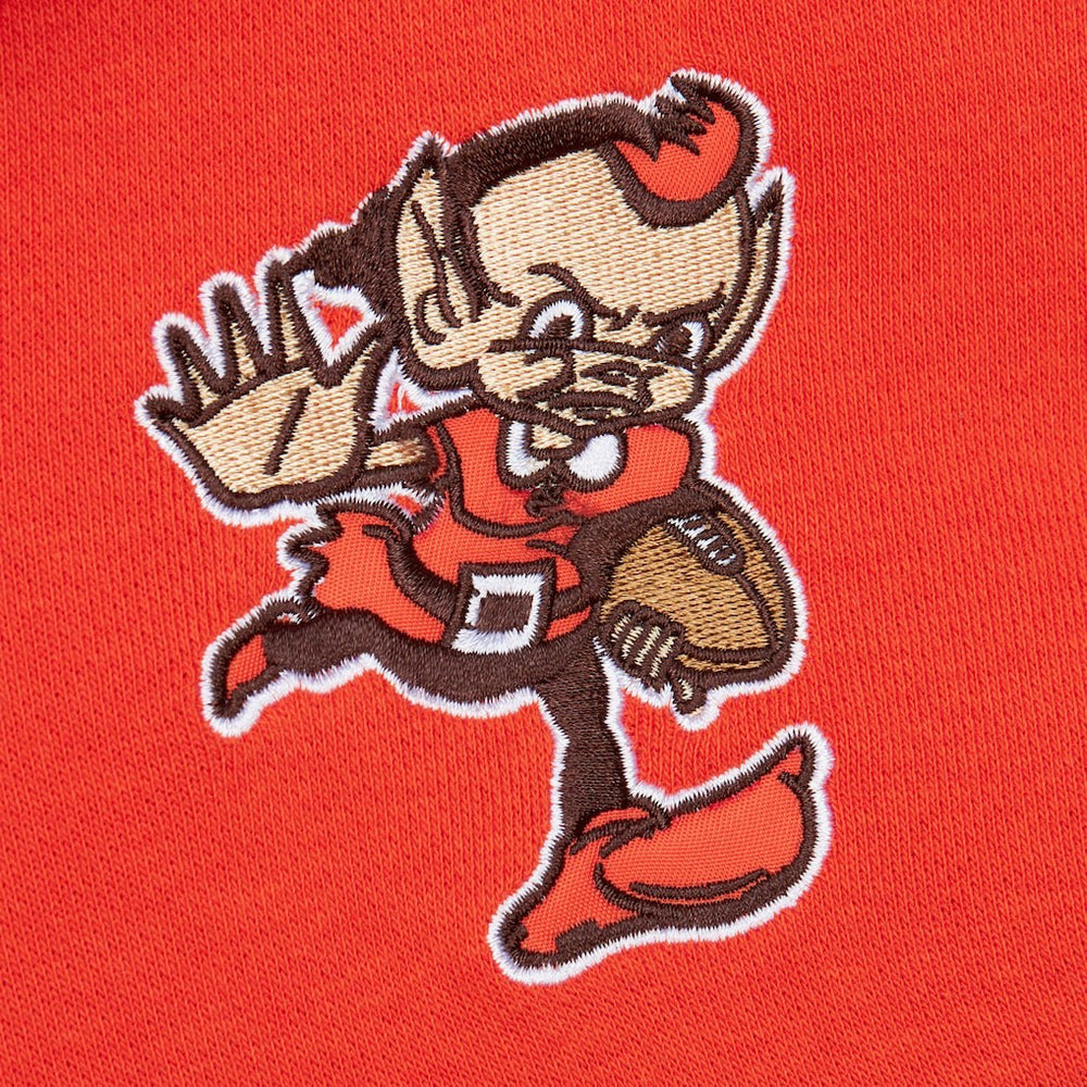 Cleveland Browns Vintage Logo Head Coach Fleece Pullover Hoodie - Orange on sale