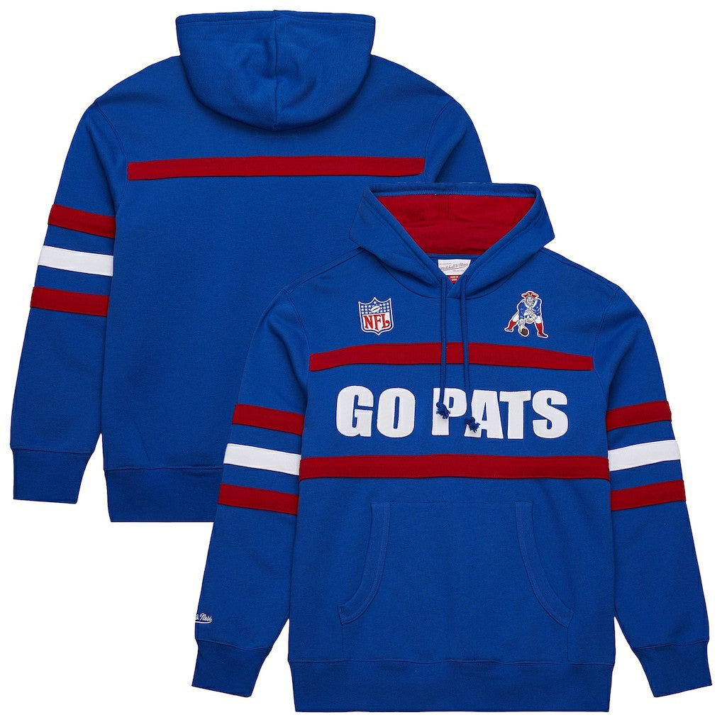 New England Patriots Vintage Logo Head Coach Fleece Pullover Hoodie - Royal cheap