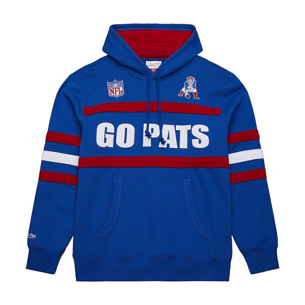 New England Patriots Vintage Logo Head Coach Fleece Pullover Hoodie - Royal cheap
