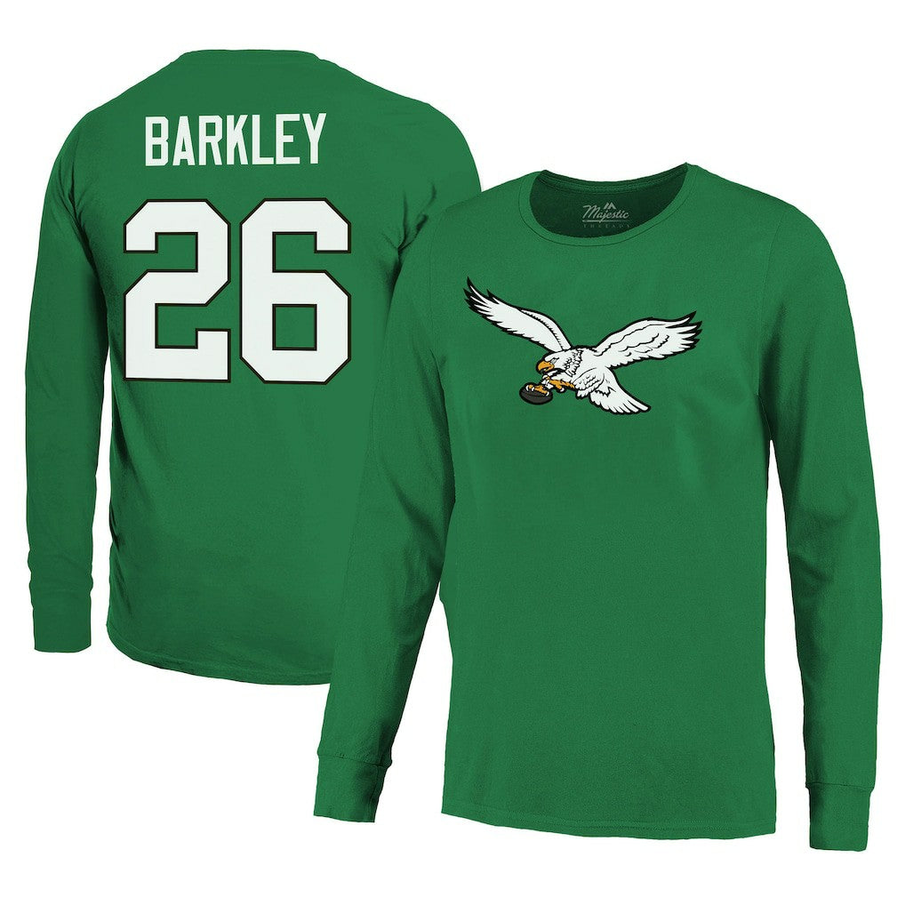 Saquon Barkley Philadelphia Eagles Majestic Threads Name & Number Long Sleeve T-Shirt - Kelly Green discount