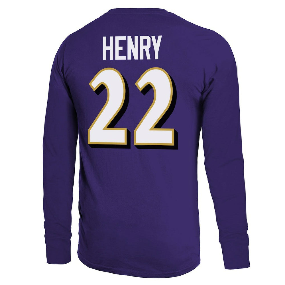 Derrick Henry Baltimore Ravens Majestic Threads Name & Number Long Sleeve T-Shirt - Purple for sale