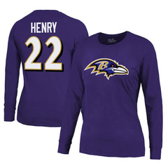 Derrick Henry Baltimore Ravens Majestic Threads Women's Name & Number Long Sleeve T-Shirt - Purple cheap