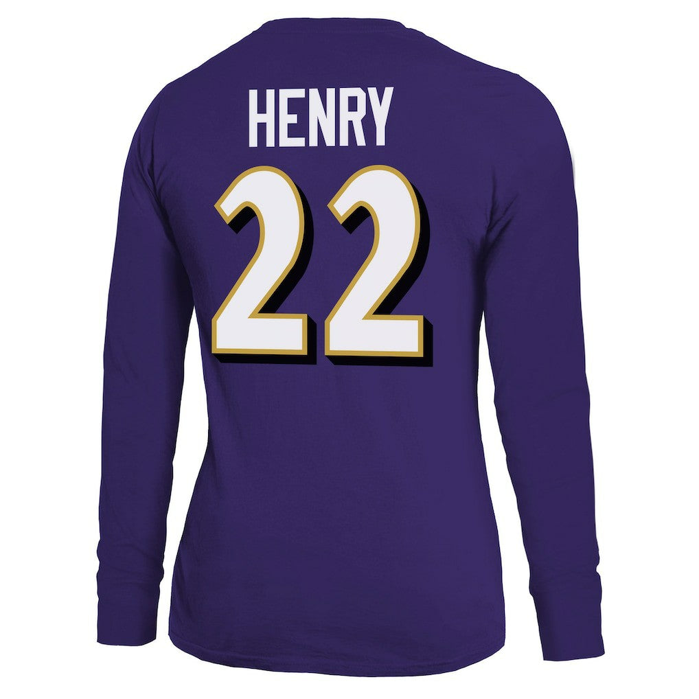 Derrick Henry Baltimore Ravens Majestic Threads Women's Name & Number Long Sleeve T-Shirt - Purple cheap