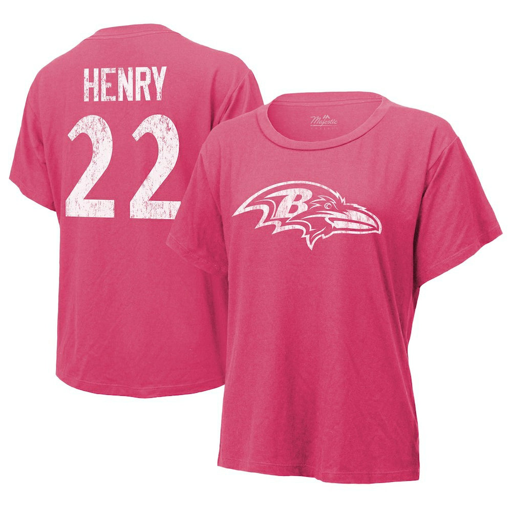 Derrick Henry Baltimore Ravens Majestic Threads Women's Name & Number T-Shirt - Pink online