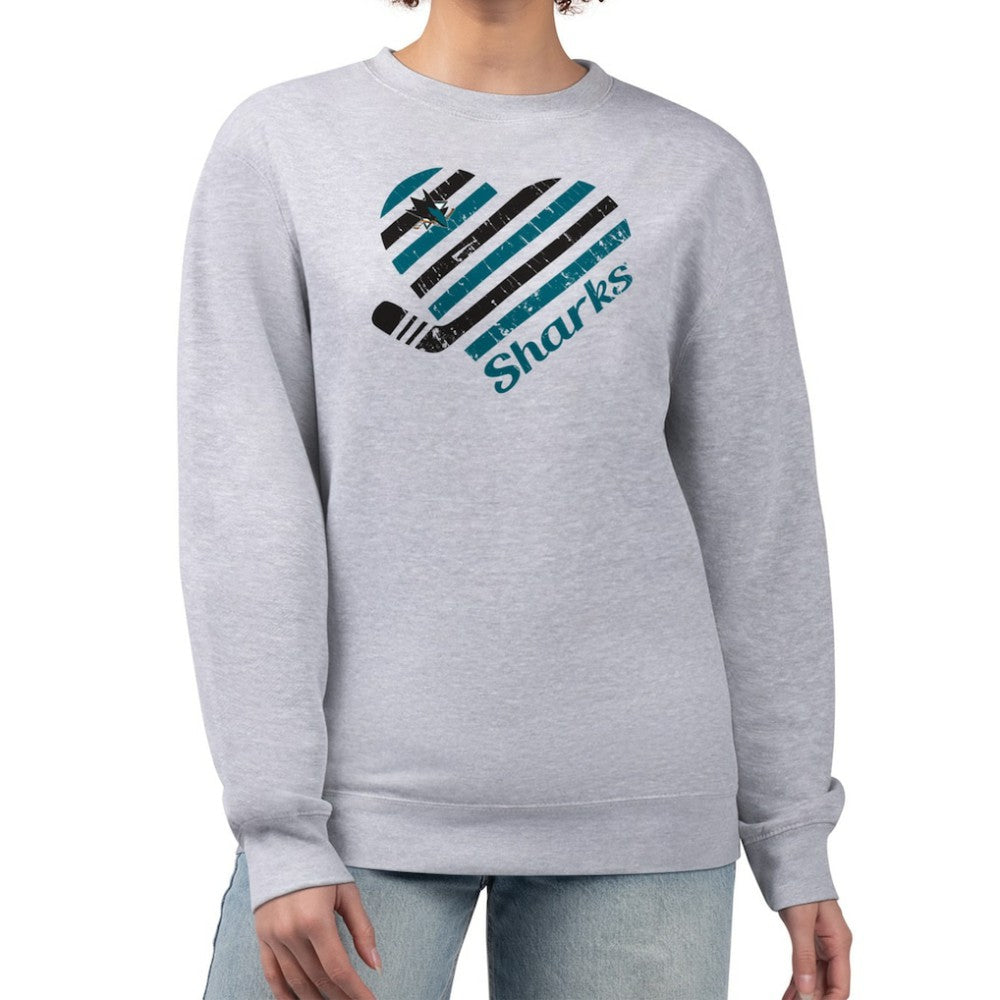 San Jose Sharks G-III 4Her by Carl Banks Women's Heart Graphic Pullover Sweatshirt - Heather Gray Sweatshirts