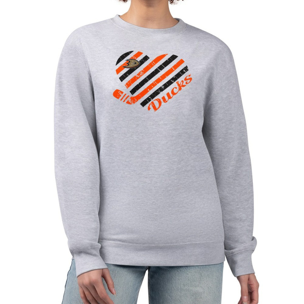 Anaheim Ducks G-III 4Her by Carl Banks Women's Heart Graphic Pullover Sweatshirt - Heather Gray Sweatshirts