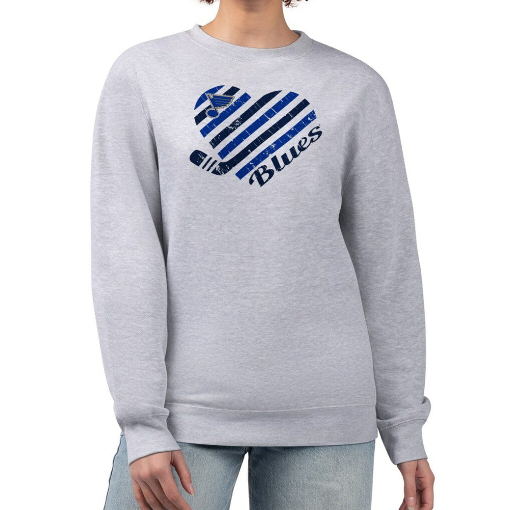 St. Louis Blues G-III 4Her by Carl Banks Women's Heart Graphic Pullover Sweatshirt - Heather Gray Sweatshirts