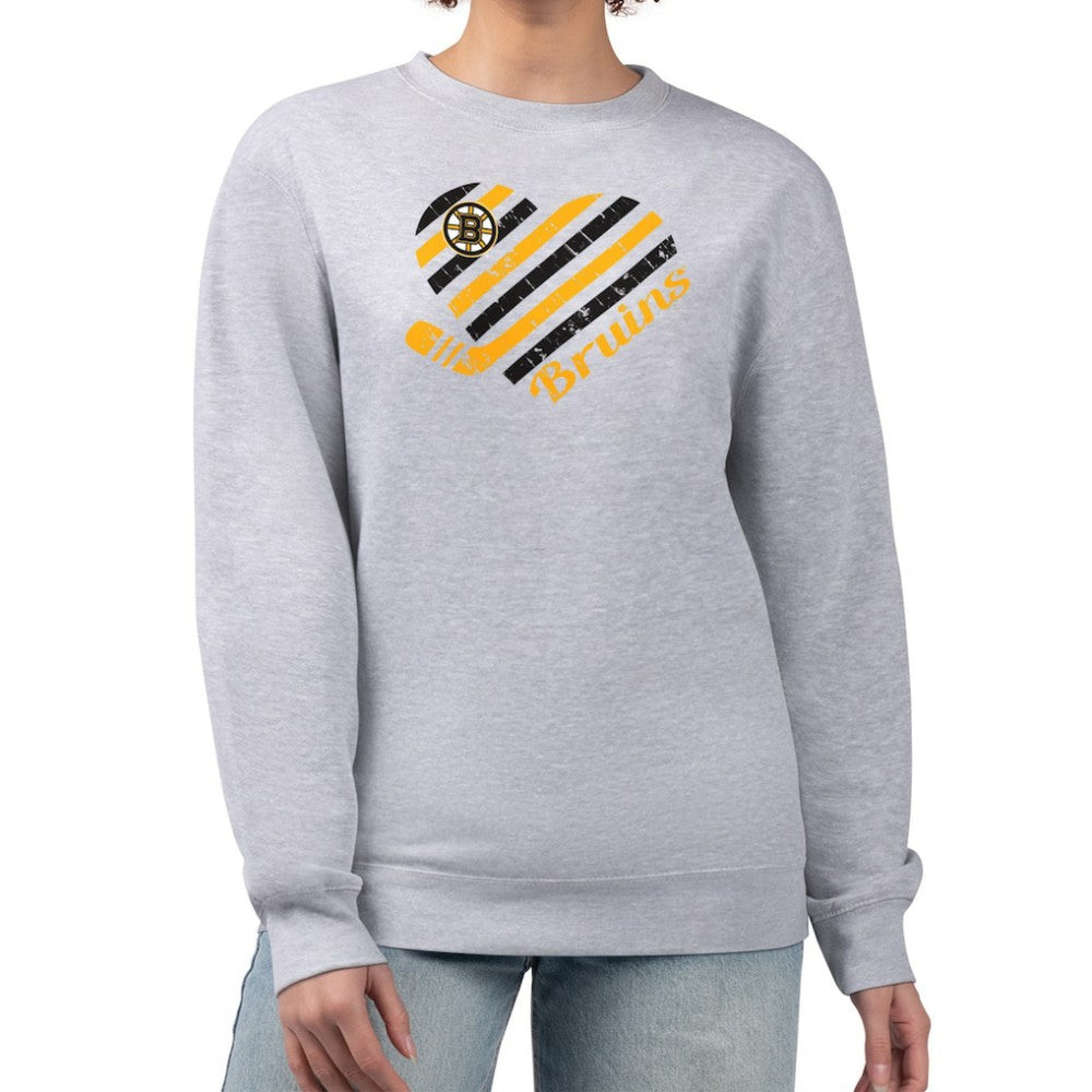 Boston Bruins G-III 4Her by Carl Banks Women's Heart Graphic Pullover Sweatshirt - Heather Gray Sweatshirts