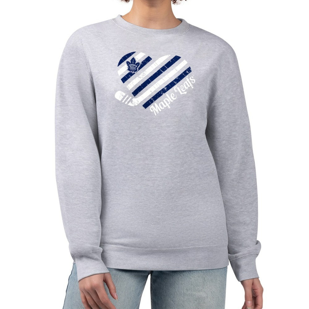 Toronto Maple Leafs G-III 4Her by Carl Banks Women's Heart Graphic Pullover Sweatshirt - Heather Gray Sweatshirts