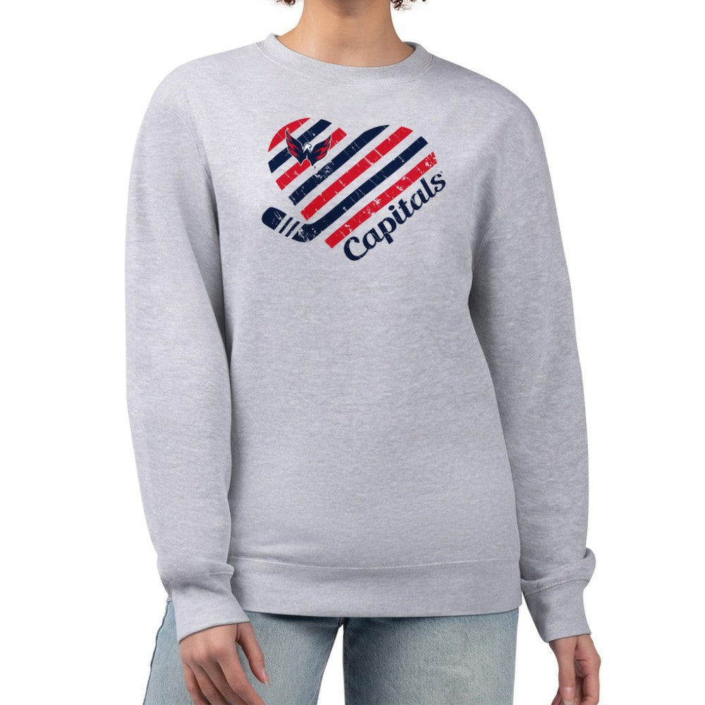 Washington Capitals G-III 4Her by Carl Banks Women's Heart Graphic Pullover Sweatshirt - Heather Gray Sweatshirts