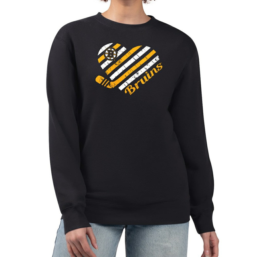Boston Bruins G-III 4Her by Carl Banks Women's Heart Graphic Pullover Sweatshirt - Black Sweatshirts
