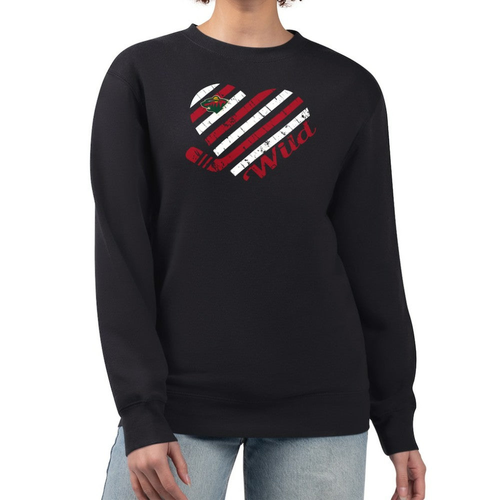 Minnesota Wild G-III 4Her by Carl Banks Women's Heart Graphic Pullover Sweatshirt - Black Sweatshirts