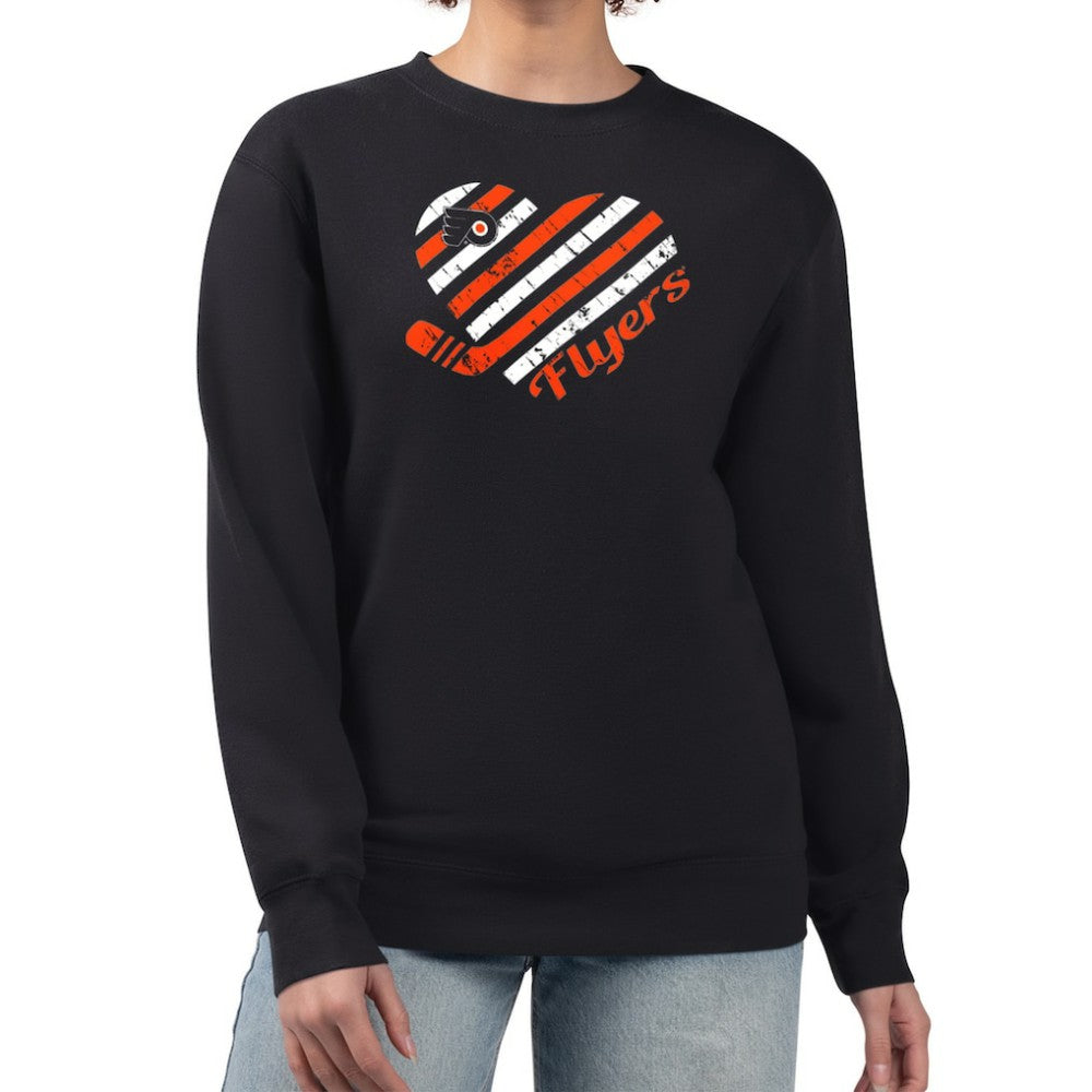 Philadelphia Flyers G-III 4Her by Carl Banks Women's Heart Graphic Pullover Sweatshirt - Black Sweatshirts