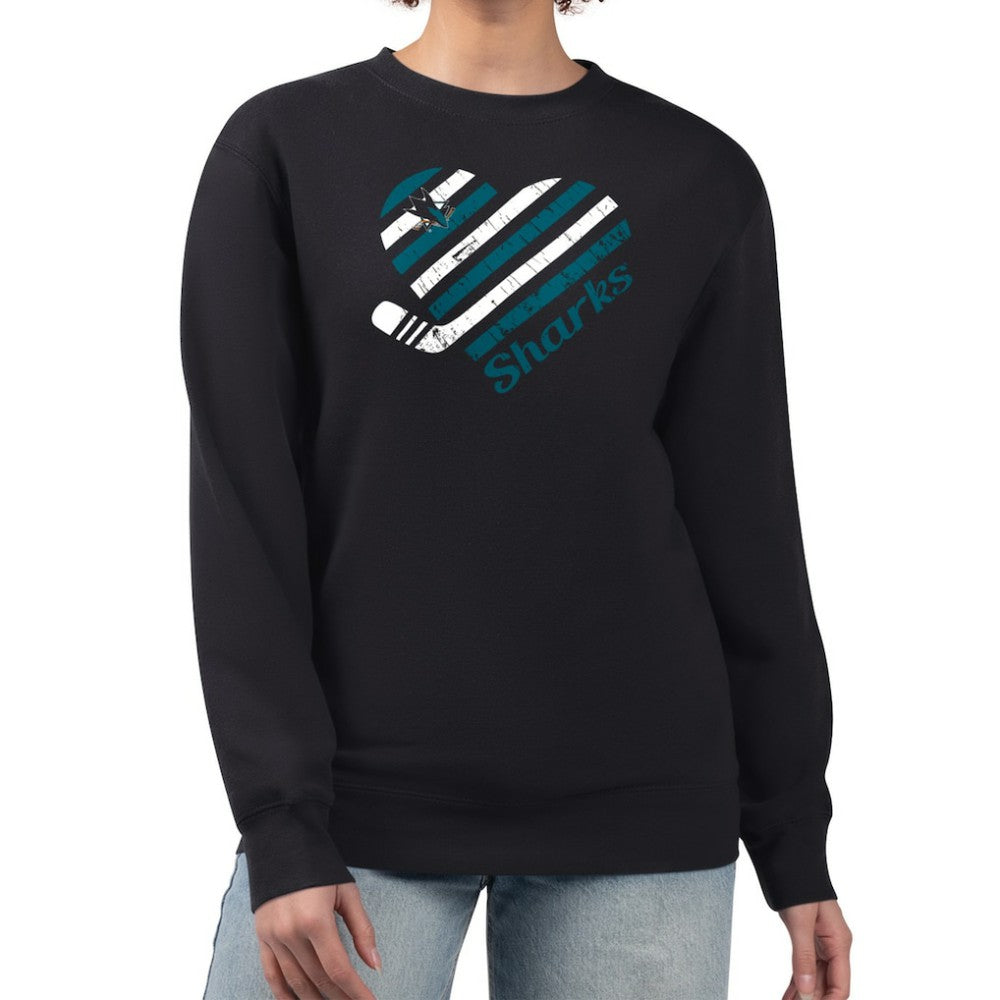 San Jose Sharks G-III 4Her by Carl Banks Women's Heart Graphic Pullover Sweatshirt - Black Sweatshirts