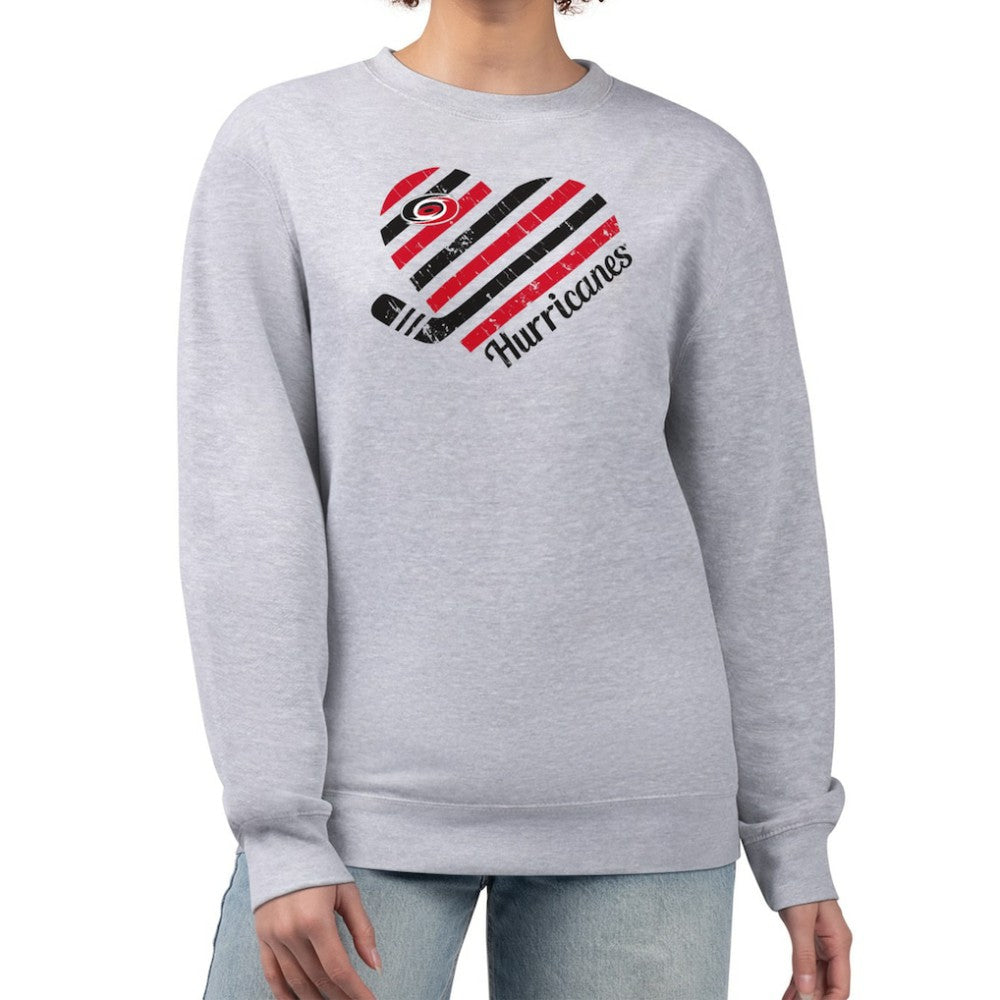 Carolina Hurricanes G-III 4Her by Carl Banks Women's Heart Graphic Pullover Sweatshirt - Heather Gray Sweatshirts