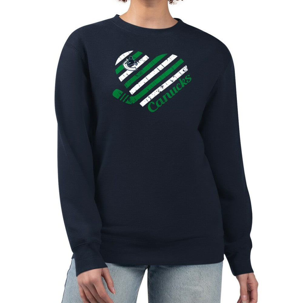 Vancouver Canucks G-III 4Her by Carl Banks Women's Heart Graphic Pullover Sweatshirt - Navy Sweatshirts
