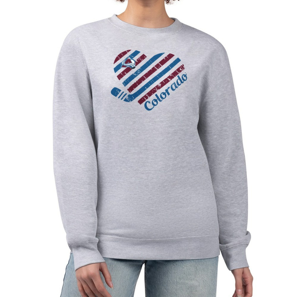 Colorado Avalanche G-III 4Her by Carl Banks Women's Heart Graphic Pullover Sweatshirt - Heather Gray Sweatshirts