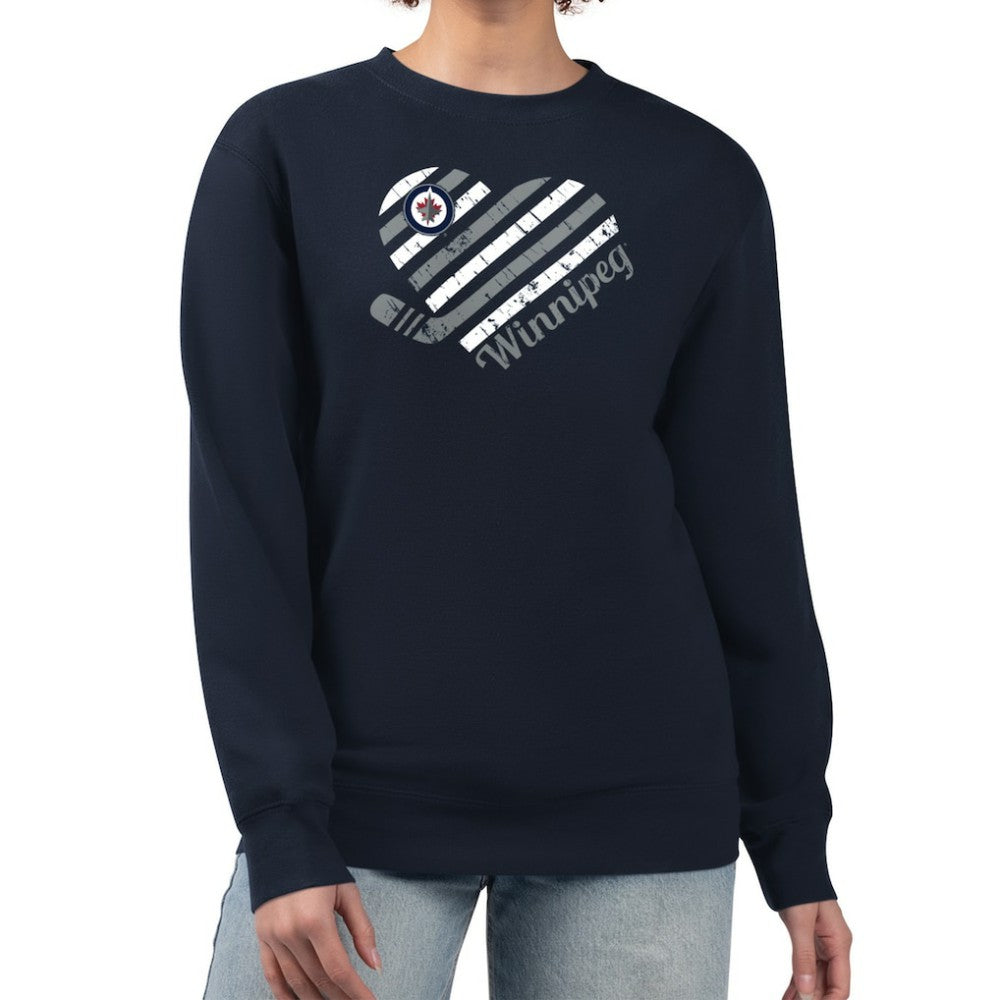 Winnipeg Jets G-III 4Her by Carl Banks Women's Heart Graphic Pullover Sweatshirt - Navy Sweatshirts