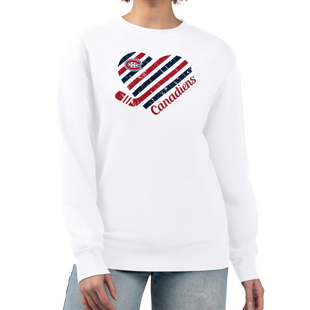 Montreal Canadiens G-III 4Her by Carl Banks Women's Heart Graphic Pullover Sweatshirt - White Sweatshirts