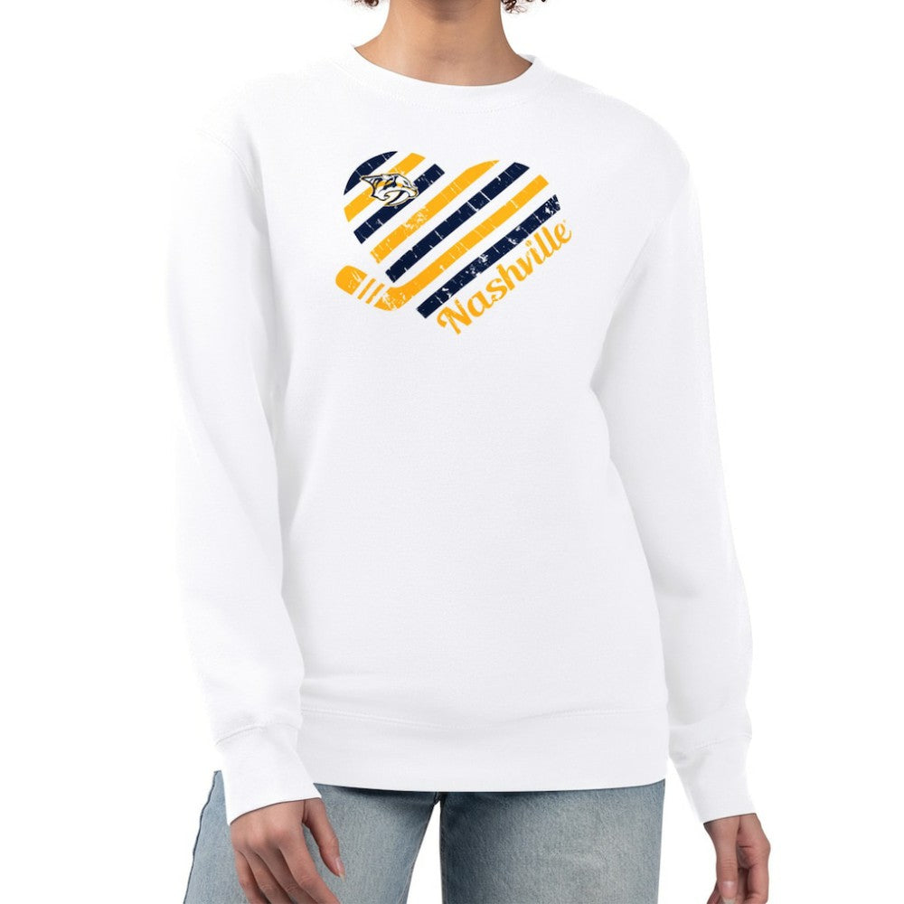 Nashville Predators G-III 4Her by Carl Banks Women's Heart Graphic Pullover Sweatshirt - White Sweatshirts
