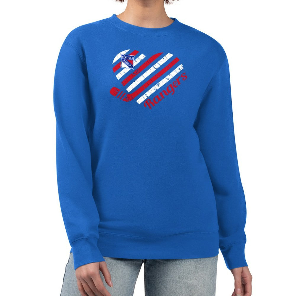 New York Rangers G-III 4Her by Carl Banks Women's Heart Graphic Pullover Sweatshirt - Blue Sweatshirts