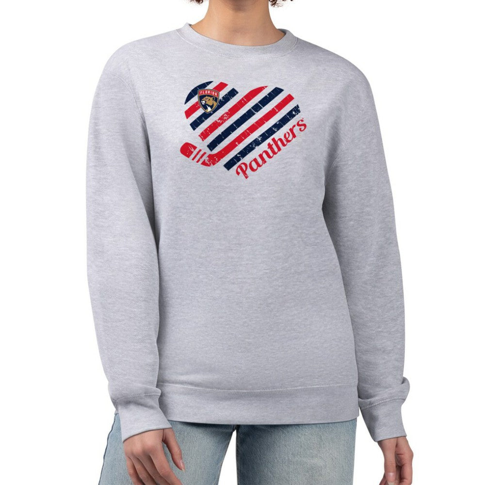 Florida Panthers G-III 4Her by Carl Banks Women's Heart Graphic Pullover Sweatshirt - Heather Gray Sweatshirts
