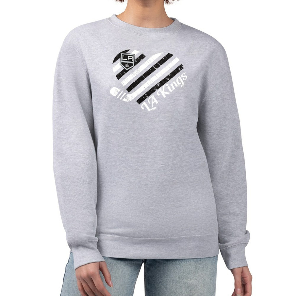 Los Angeles Kings G-III 4Her by Carl Banks Women's Heart Graphic Pullover Sweatshirt - Heather Gray Sweatshirts