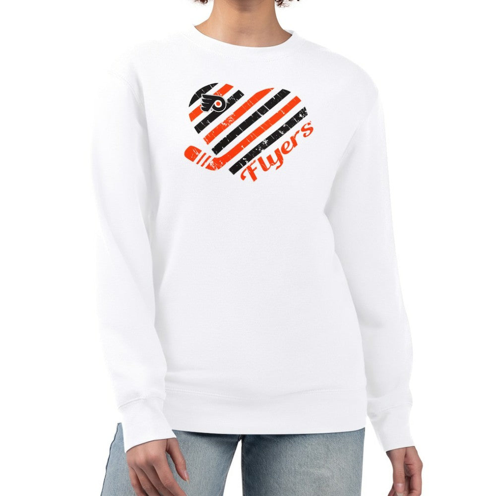 Philadelphia Flyers G-III 4Her by Carl Banks Women's Heart Graphic Pullover Sweatshirt - White Sweatshirts